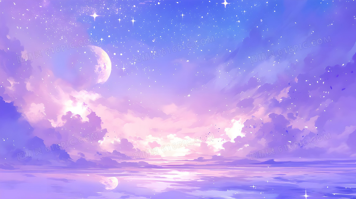 紫色调唯美梦幻星空背景