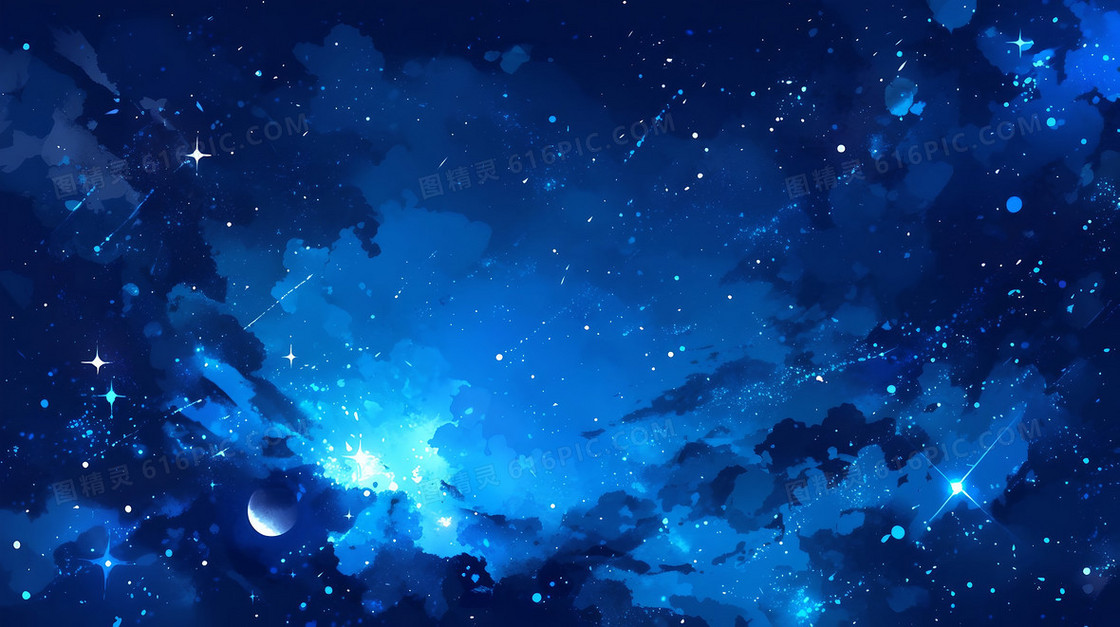 蓝色调唯美浪漫星空背景