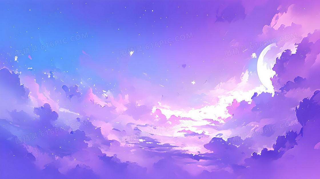 紫色调唯美梦幻星空背景