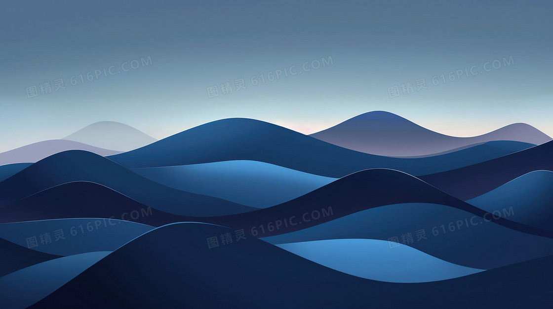 蓝色线条起伏曲线简约纹理背景