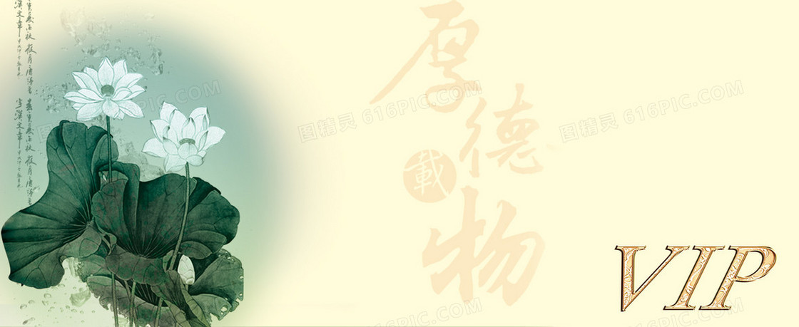 中国风荷花名片设计vip背景banner