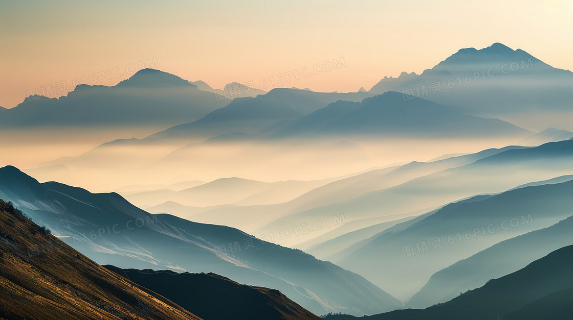 中国风起伏远山唯美简约背景