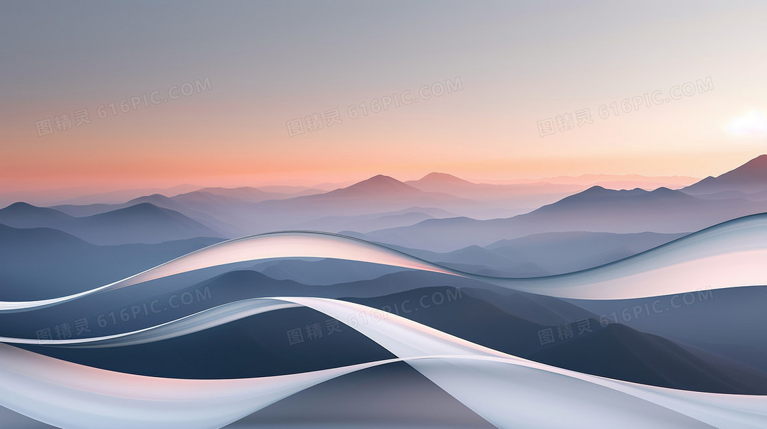 抽象中国风远山山脉风景背景