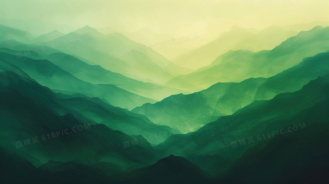 绿色起伏远山山脉风景背景