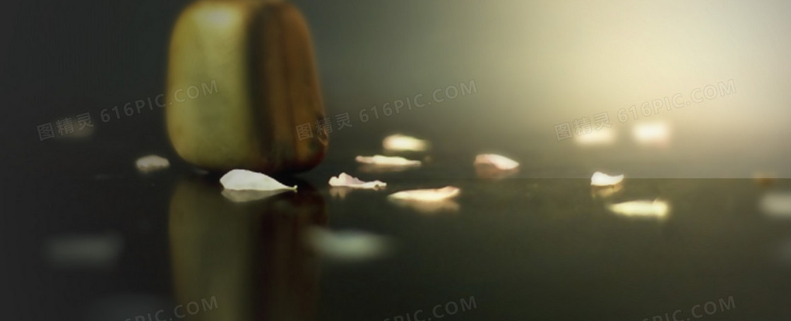中国风玉器石头花瓣背景banner