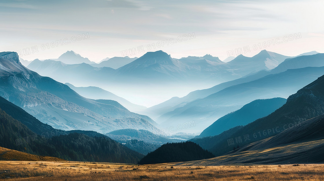 远山山脉自然风景背景