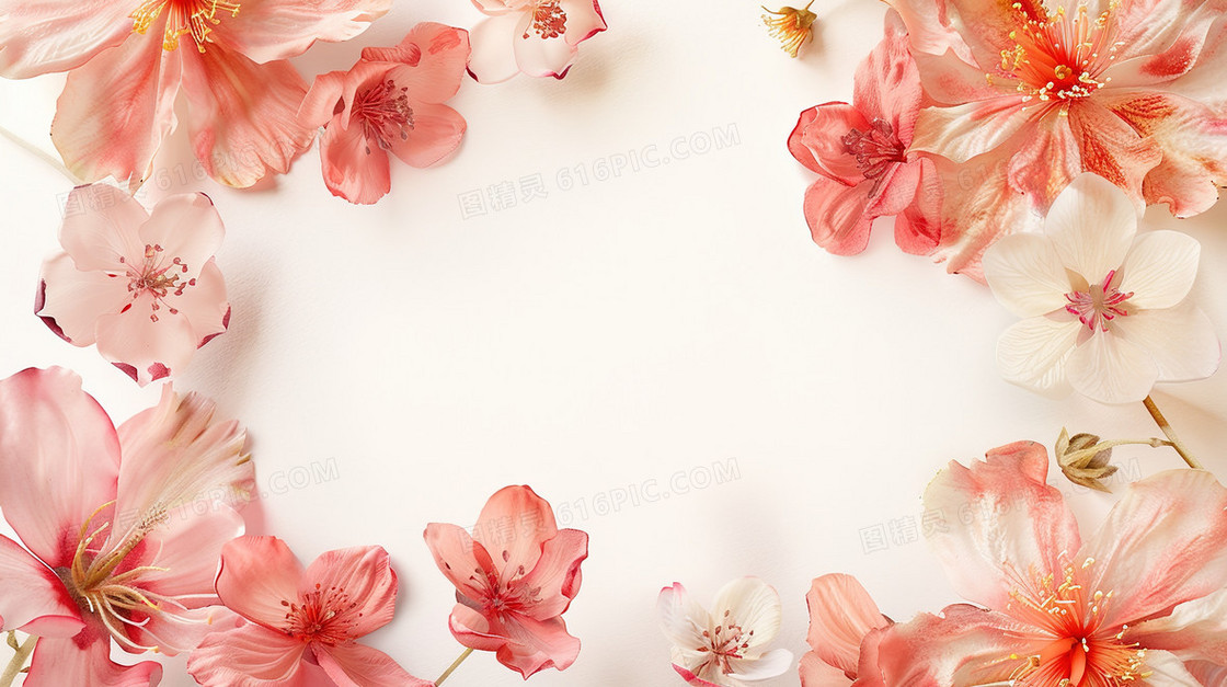 彩色植物花朵装饰边框背景
