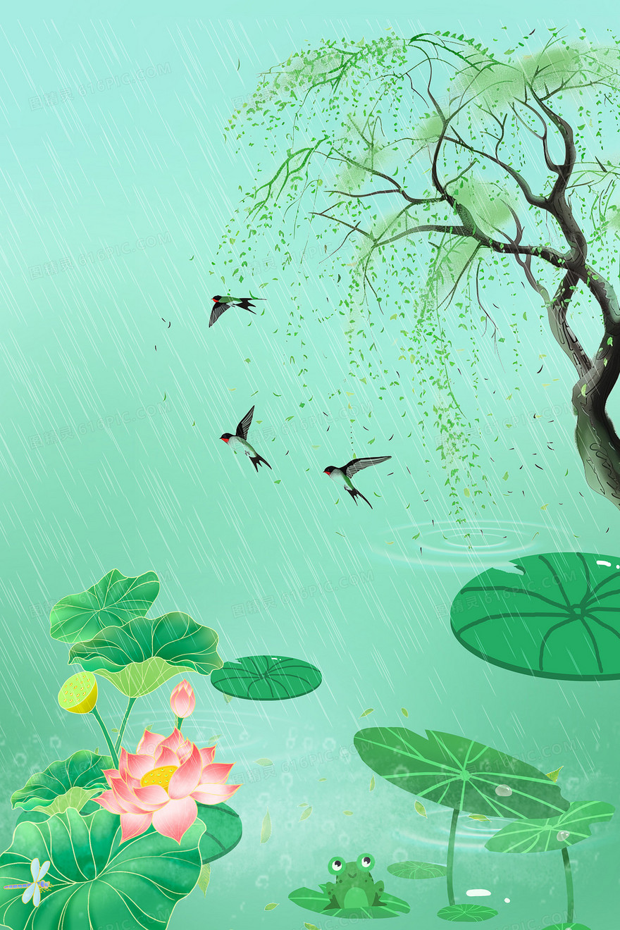 传统节气夏至国风合成背景
