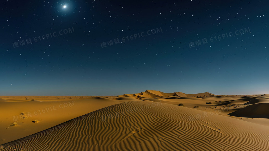 沙漠夜景夜色沙地风景背景