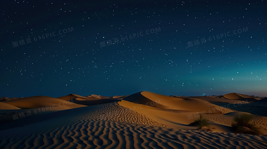 沙漠夜景夜色沙地风景背景