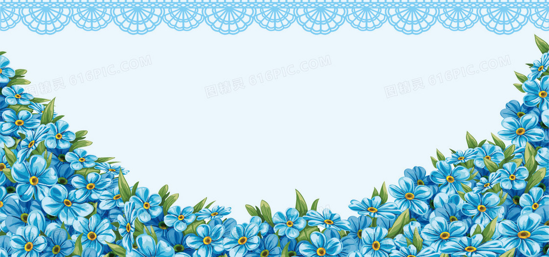 唯美蓝色花朵背景