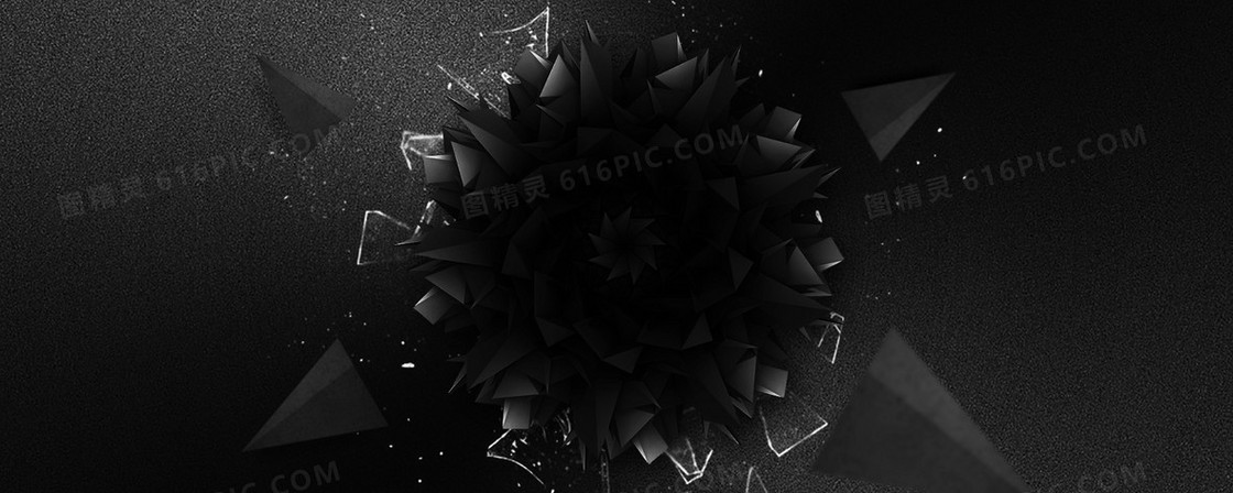 天猫淘宝暗黑风格多边形破裂banner