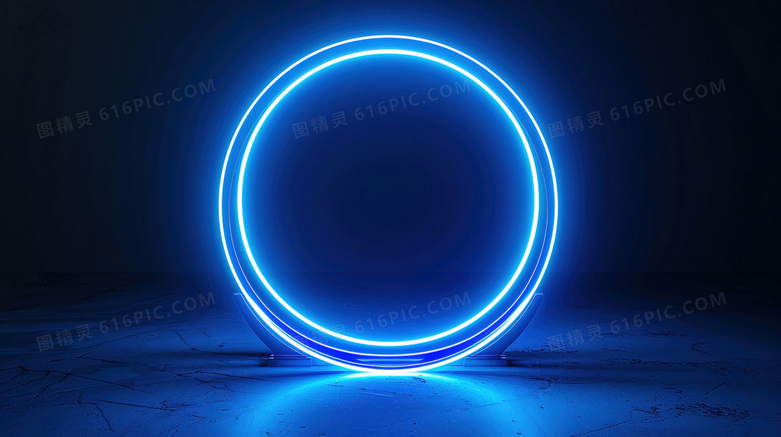 蓝色科技科幻霓虹灯圆环背景