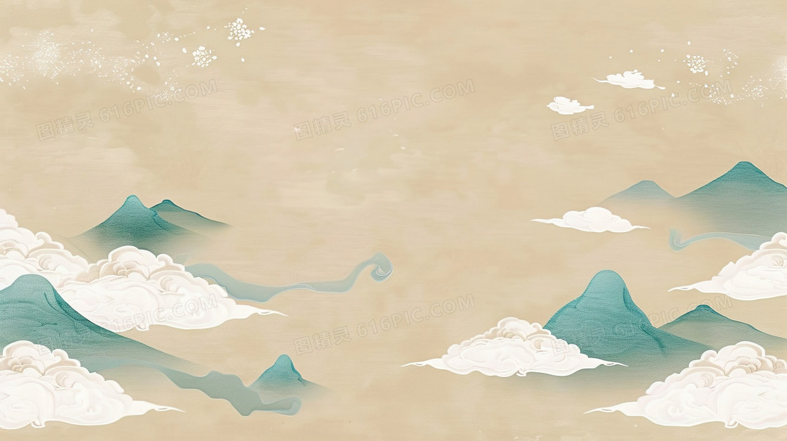 灰色淡雅中国风山峰背景