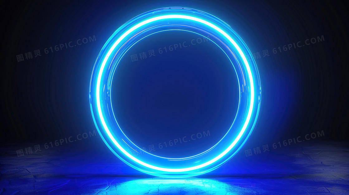 蓝色科技科幻霓虹灯圆环背景