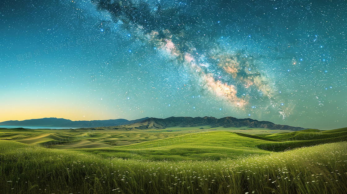 草原银河星空背景