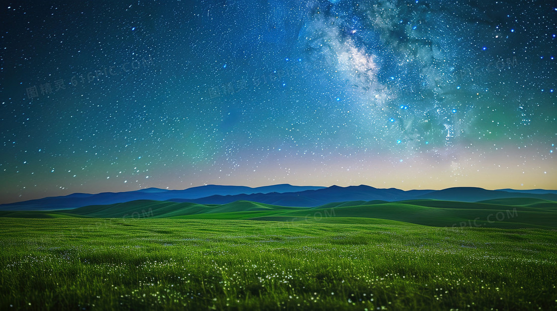 草原银河星空背景