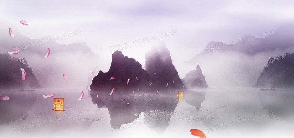 紫色意境画背景