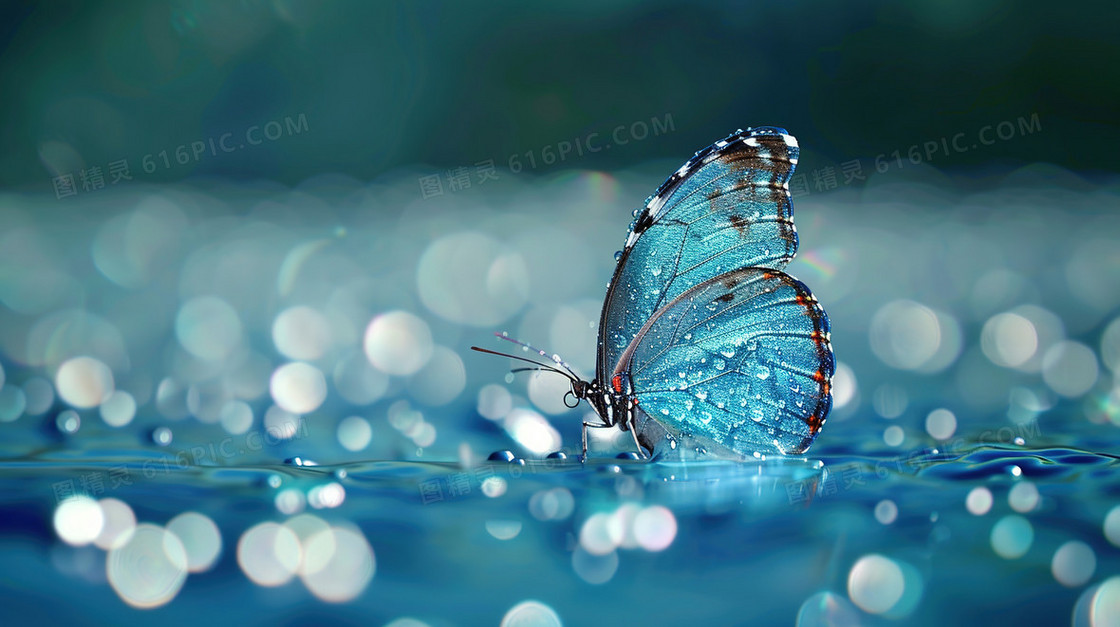蓝色梦幻飞舞的蝴蝶背景