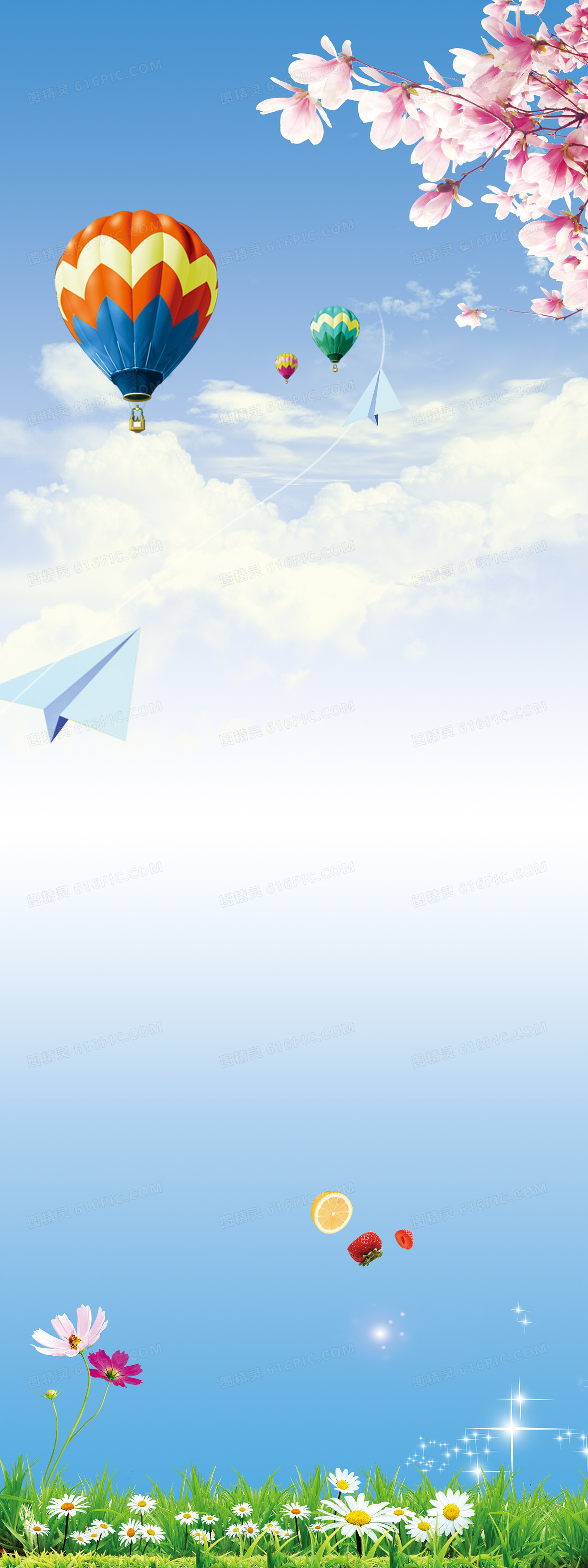 桃花高清x展架背景素材