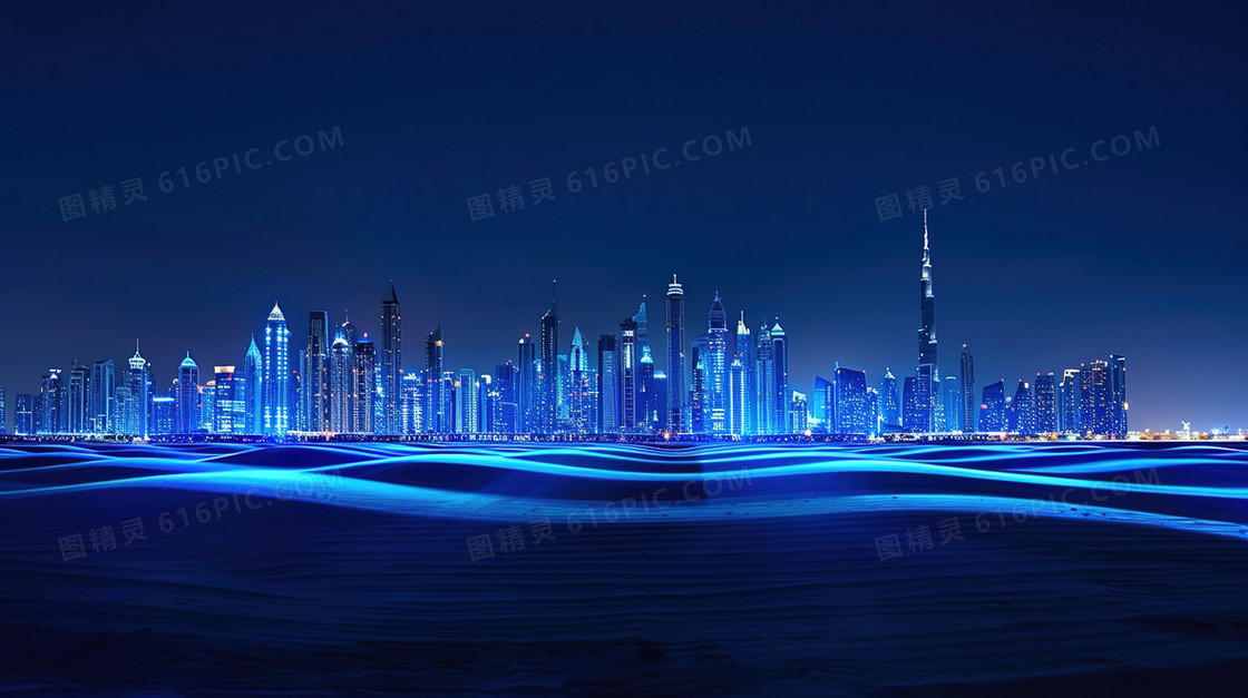蓝色科技感智慧城市建筑背景