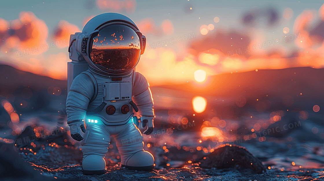 简约科技太空宇航员3d背景