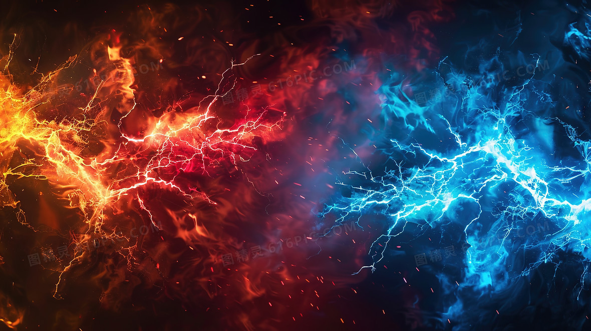 红蓝对抗火焰光效电竞对决背景