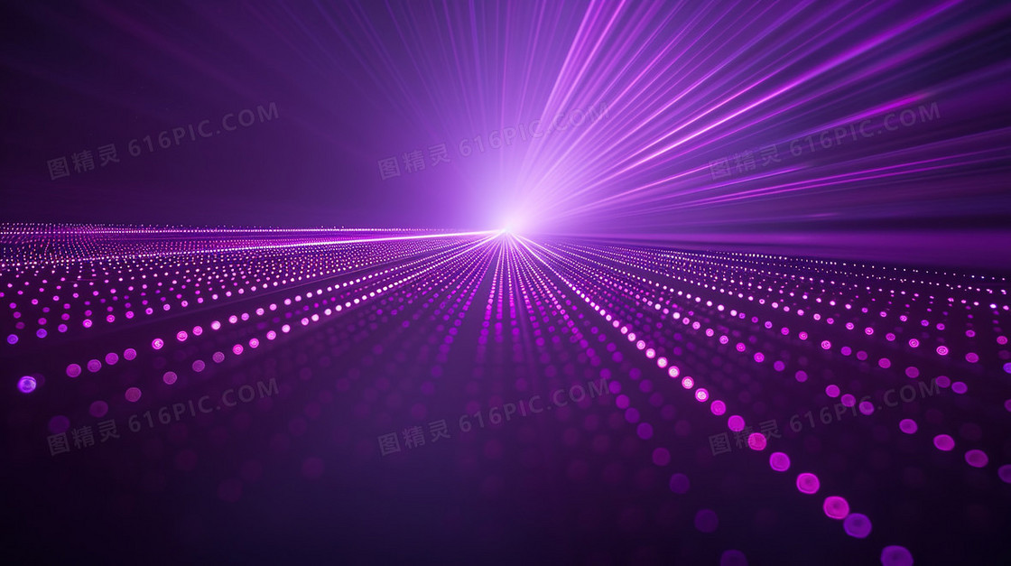 紫色发散科技感光束背景