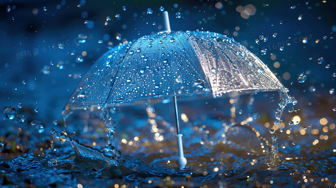 雨中的的透明雨伞背景