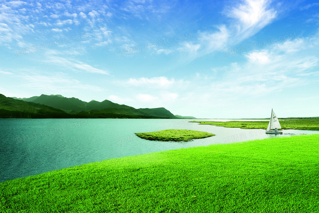 帆船与湖泊