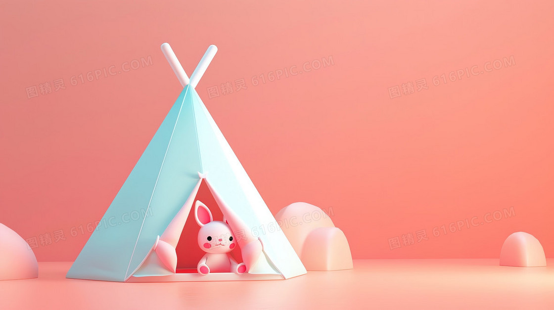 3D立体露营帐篷背景