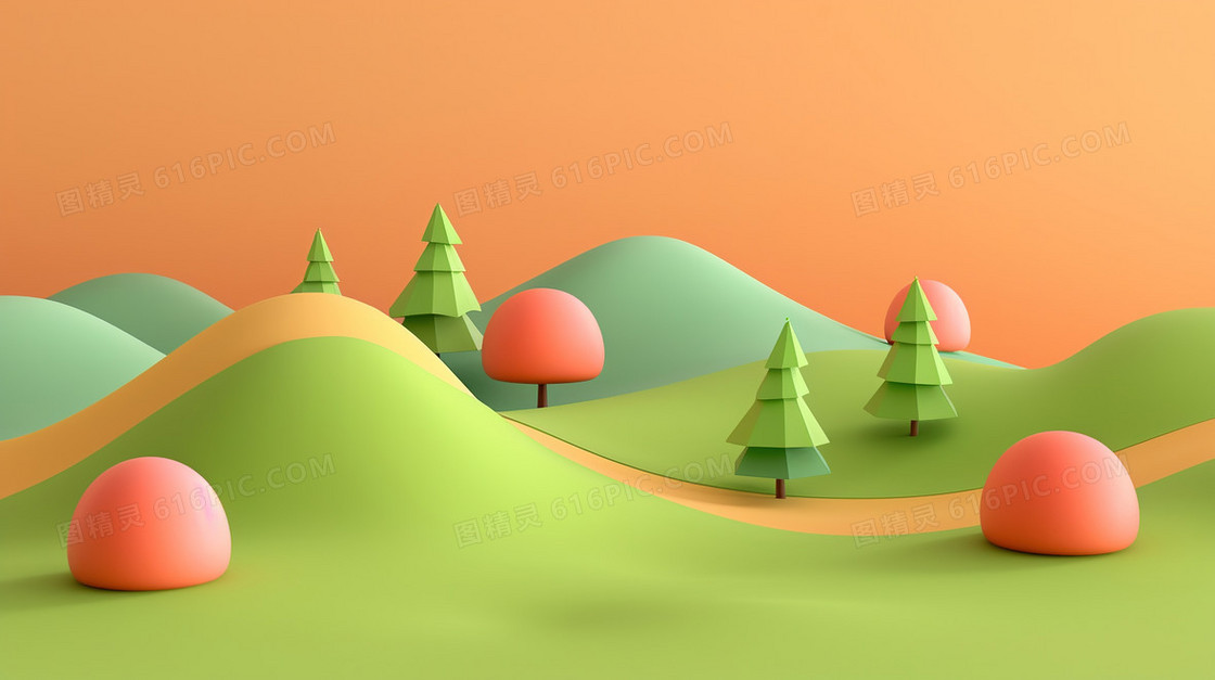 橙色秋季起伏简约背景