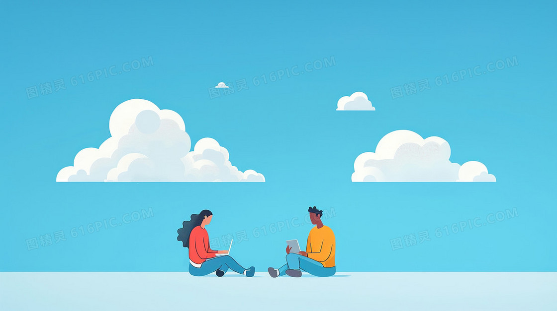 卡通商务电脑办公招聘背景