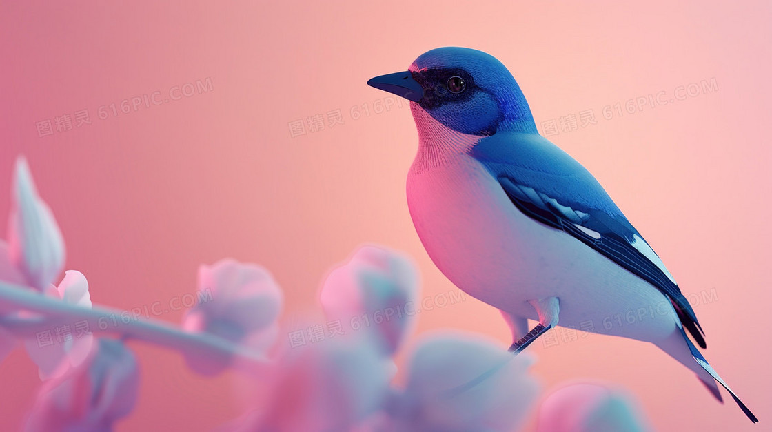 3D立体可爱喜鹊鸟类背景