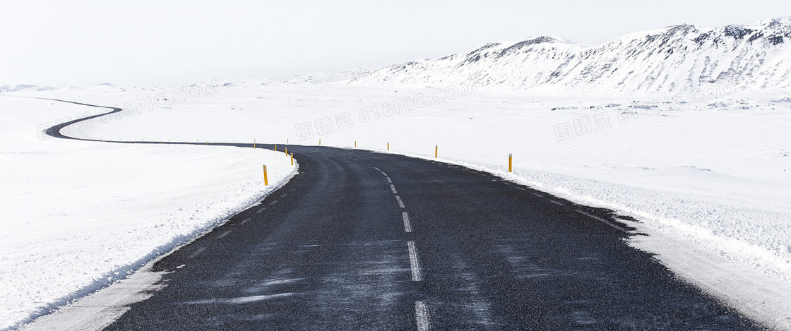 雪地里的马路背景装饰