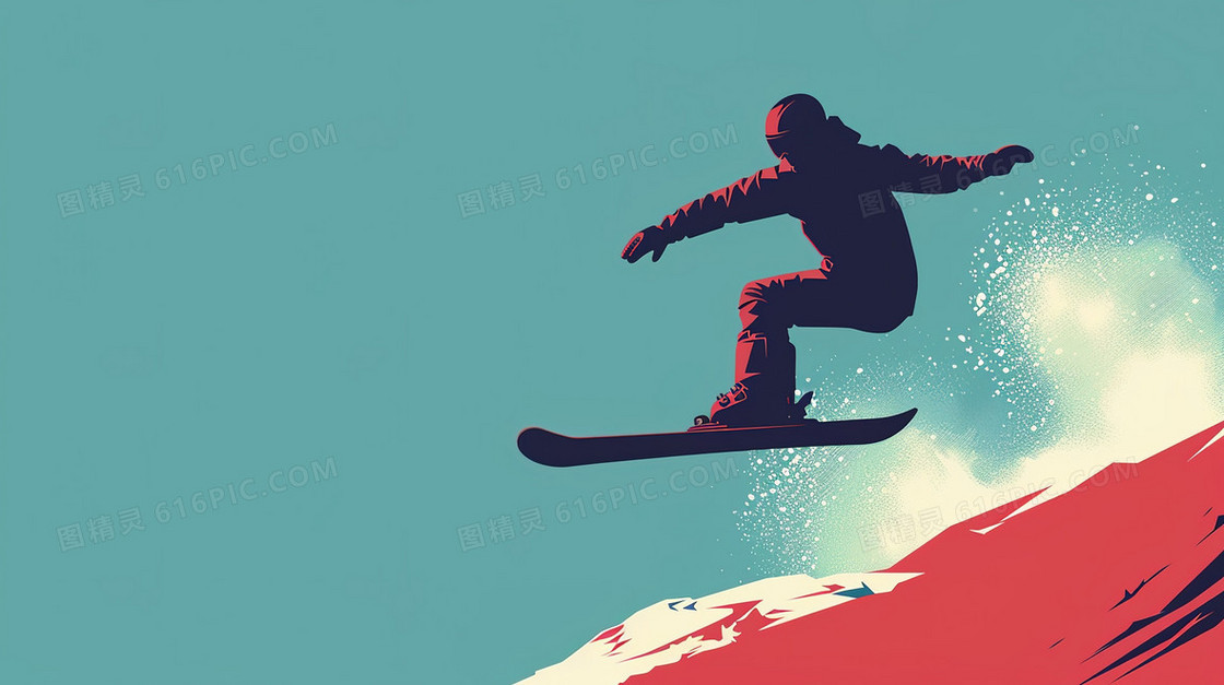 简约扁平单板滑雪背景