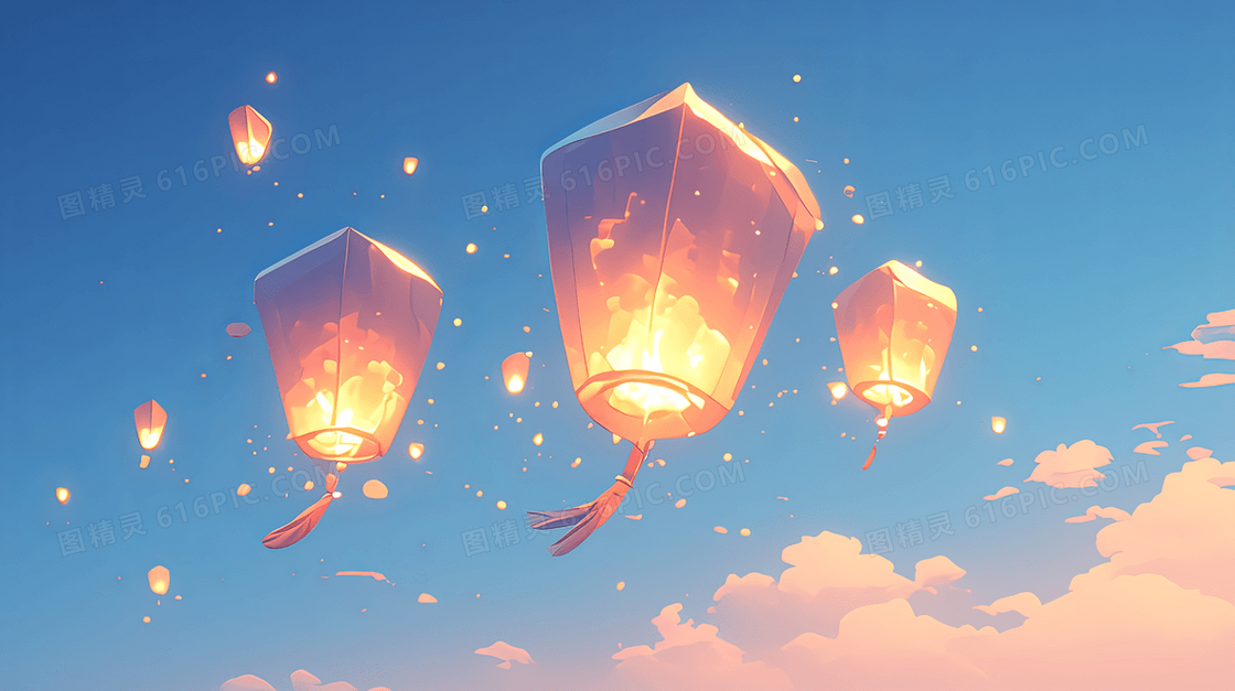 简约中元节天灯背景