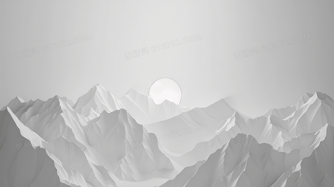 剪纸风层次感山脉背景