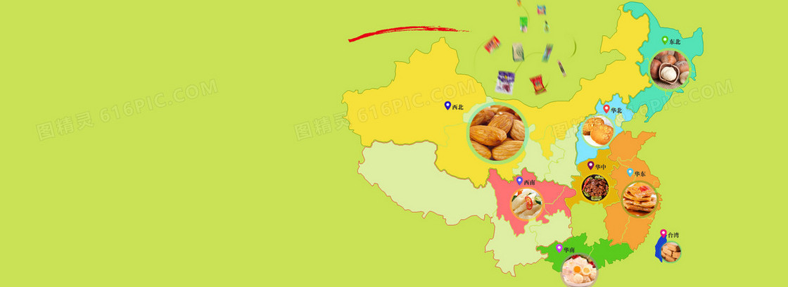 地图全国美食背景banner