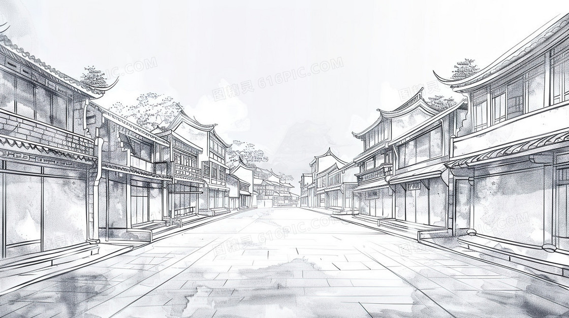 简约古风建筑背景素材