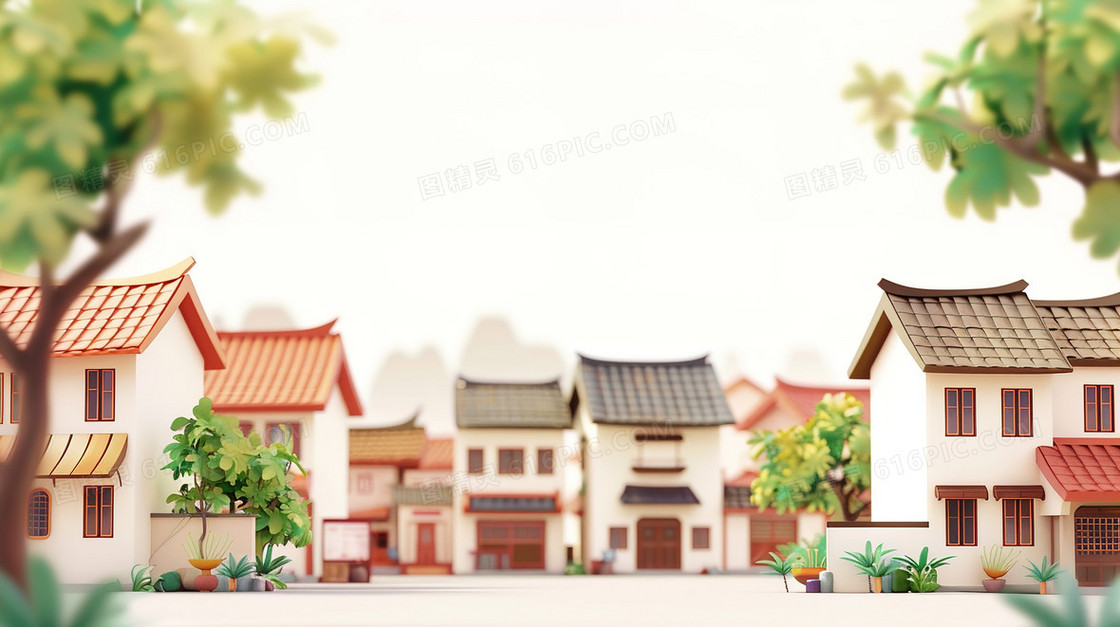 中式动画风格小村落
