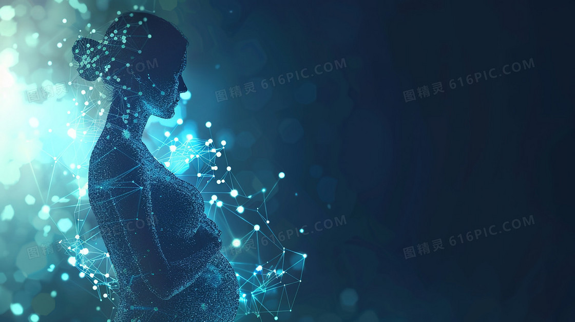 科技感线条孕妇剪影背景