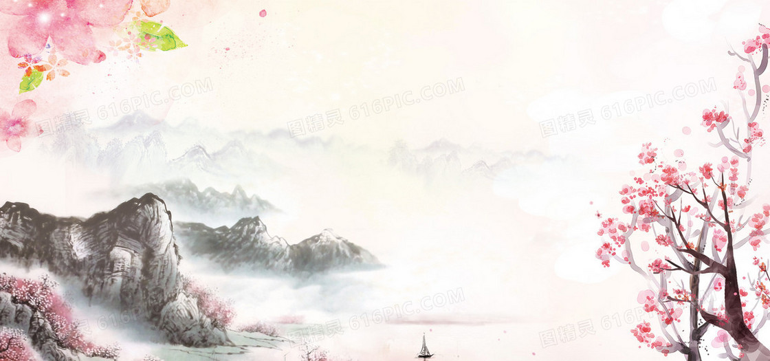 浪漫桃花节海报背景