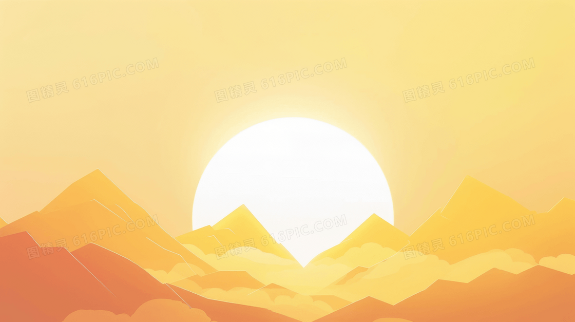 卡通简约金色太阳背景
