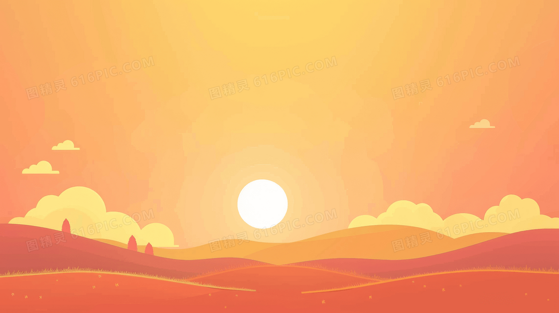 卡通简约渐变太阳背景