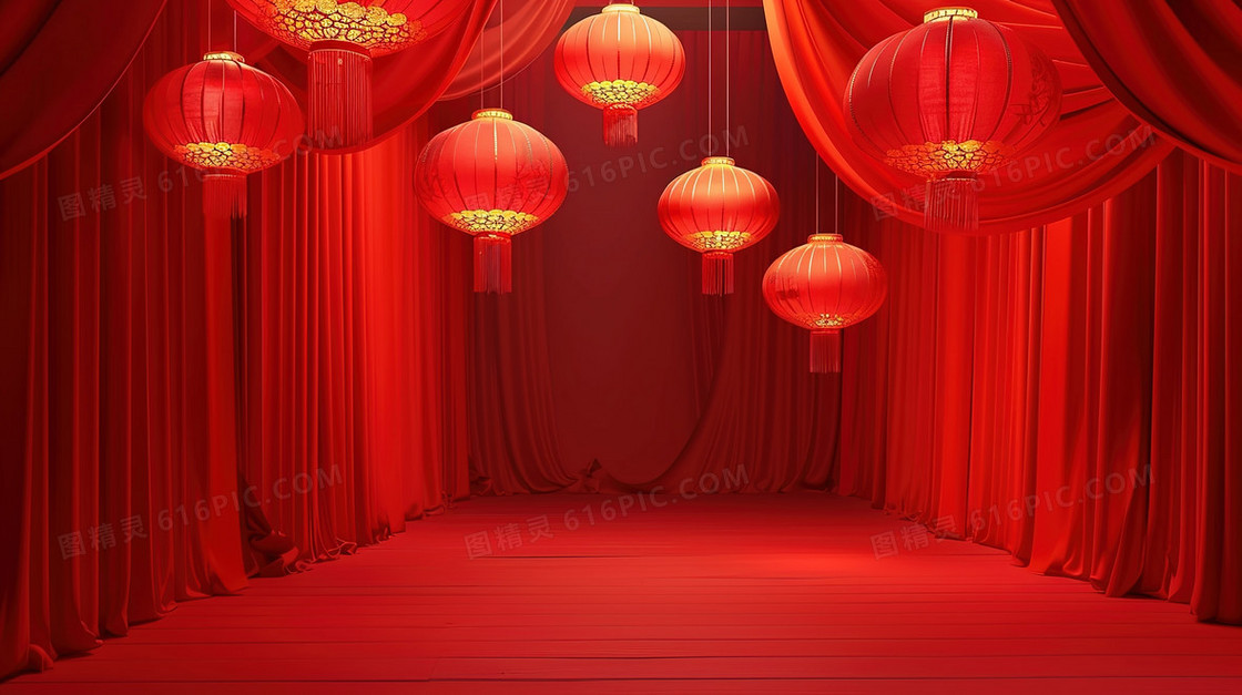 中国红灯笼简约装饰背景