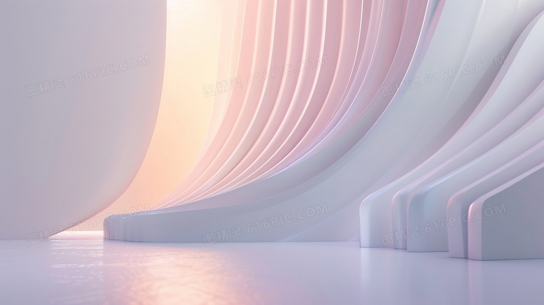 白色3D立体空间感光影装饰背景