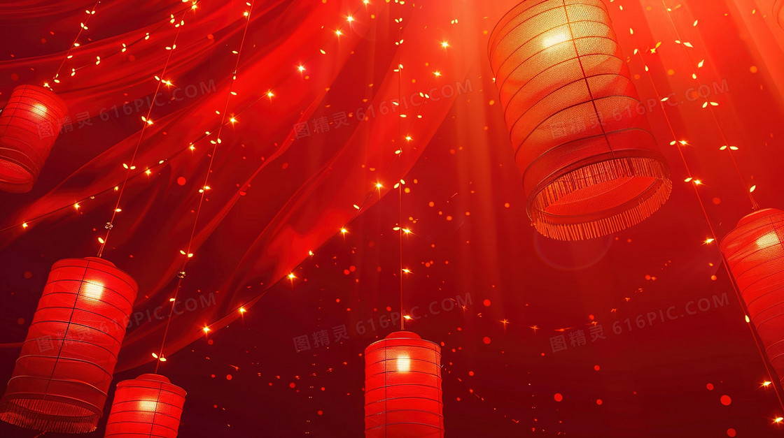 中国红灯笼简约装饰背景