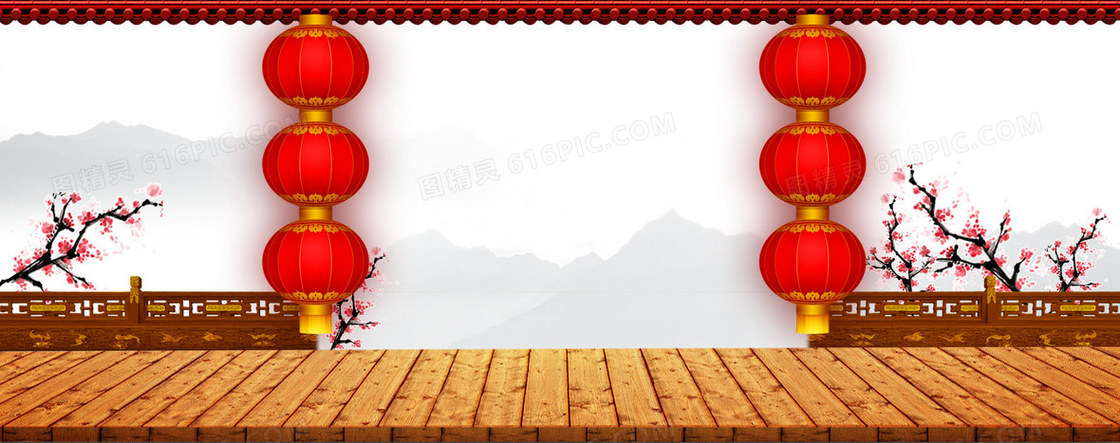 中国风传统灯笼新年背景