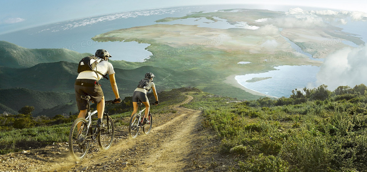 骑行背景banner1920 × 900jpg户外运动手绘绿色海报banner背景1920